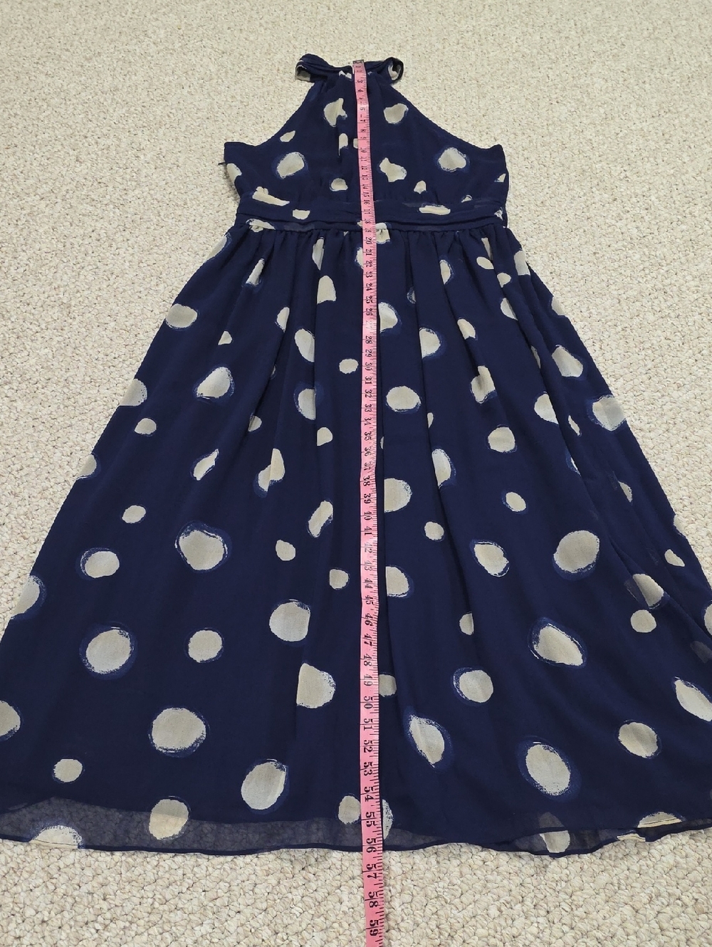 Polka Dot Halter Neck Flowy Maxi Dress - Picture 11 of 16